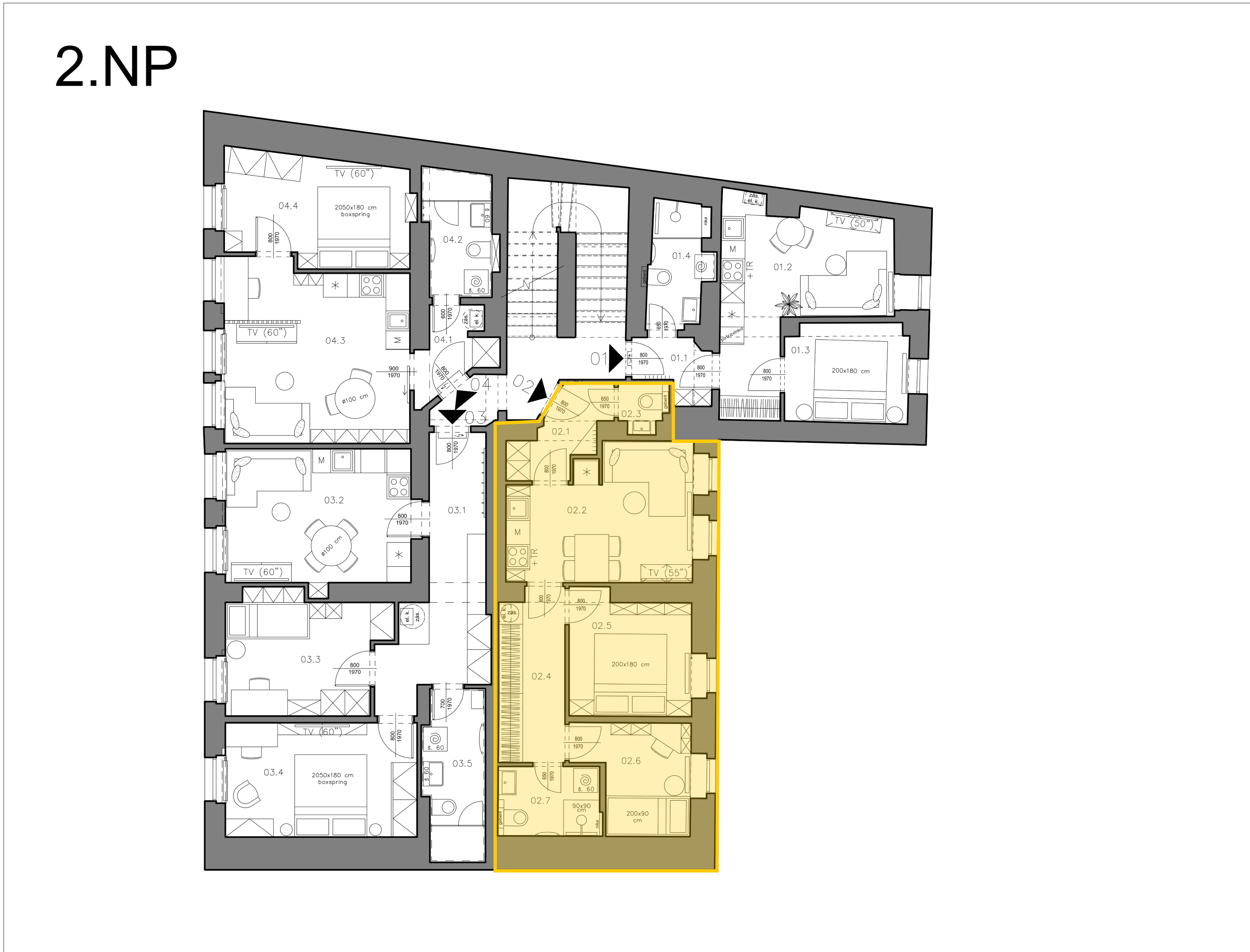 Byt 2 — umístění v 2.NP
