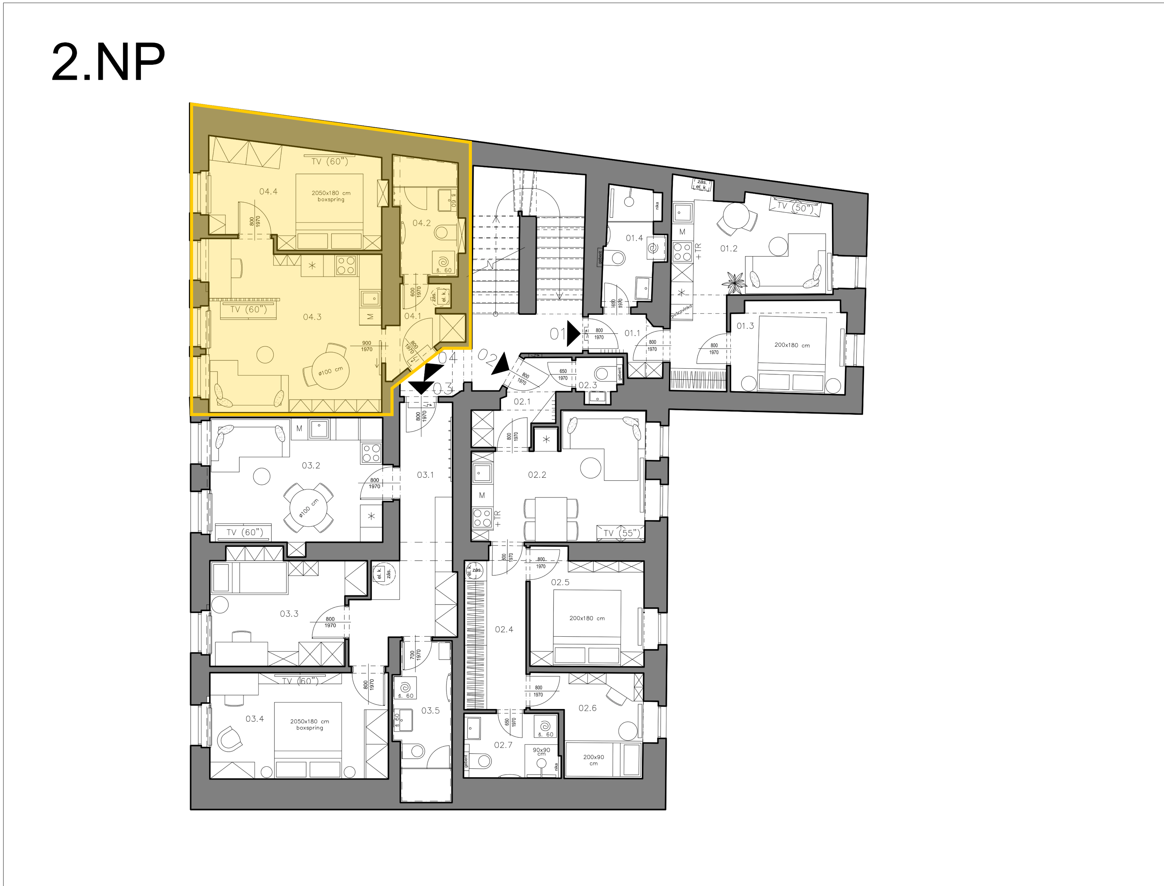 Byt 4 — umístění v 2.NP