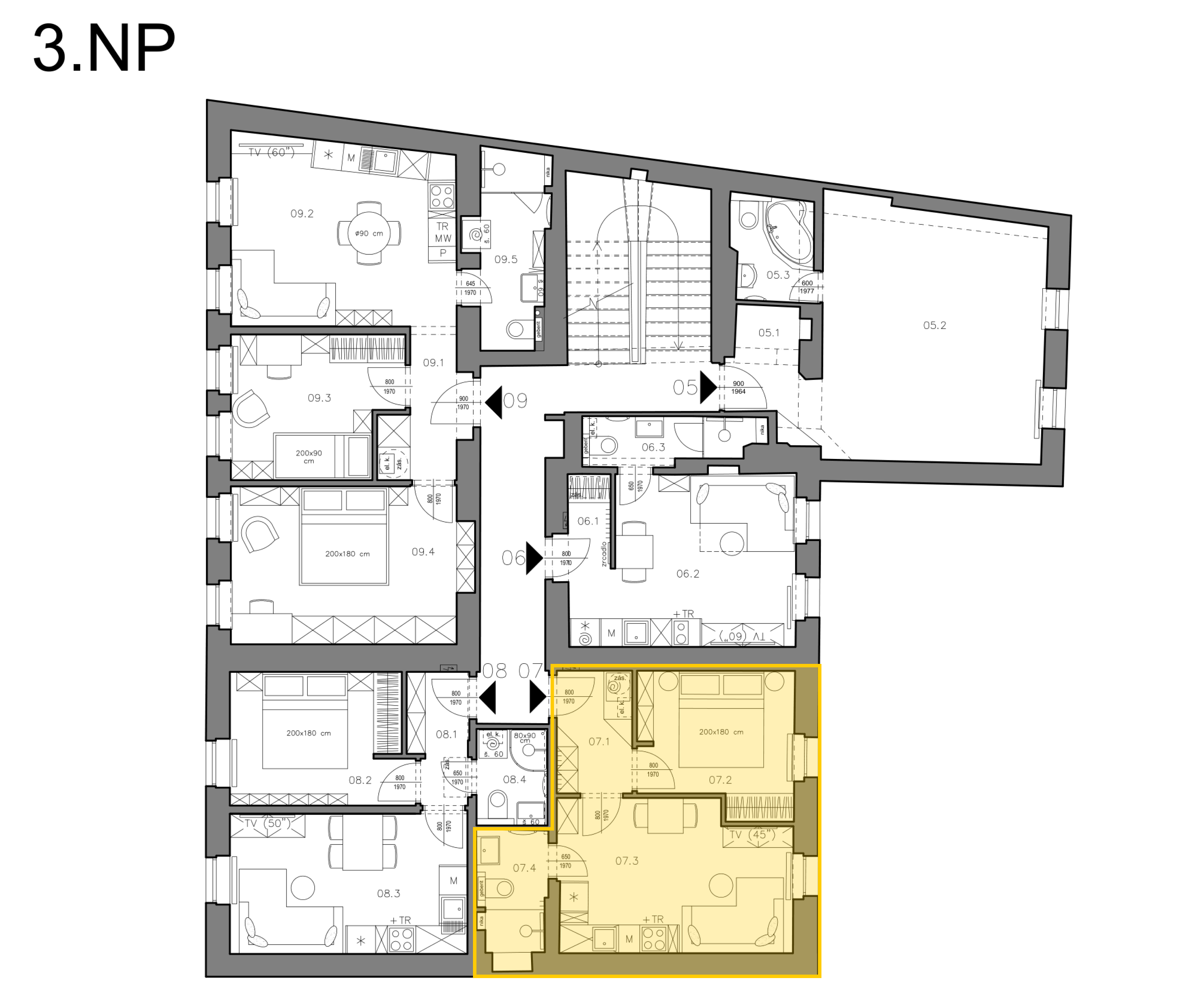 Byt 7 — umístění v 3.NP