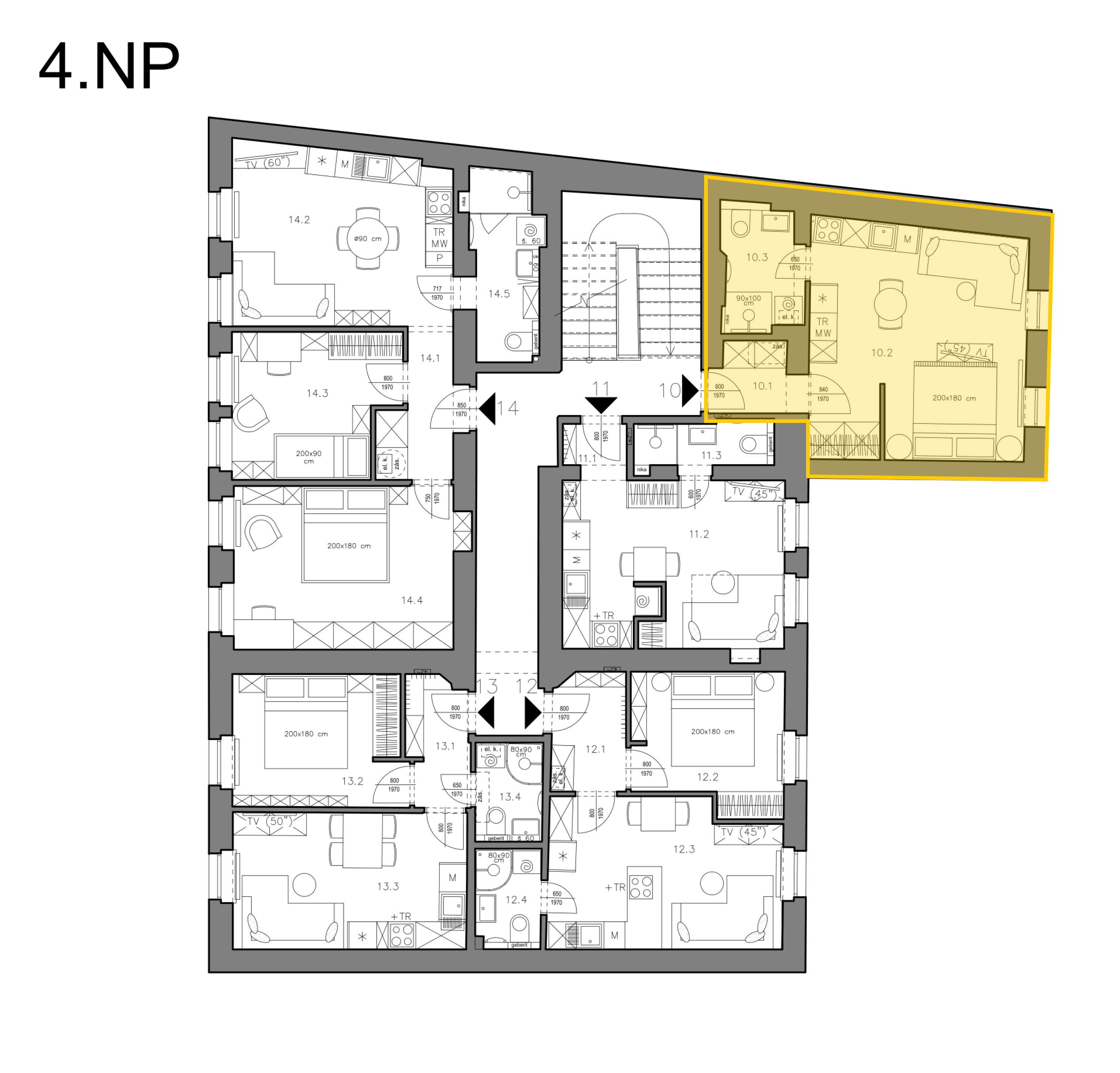 Byt 10 — umístění v 4.NP