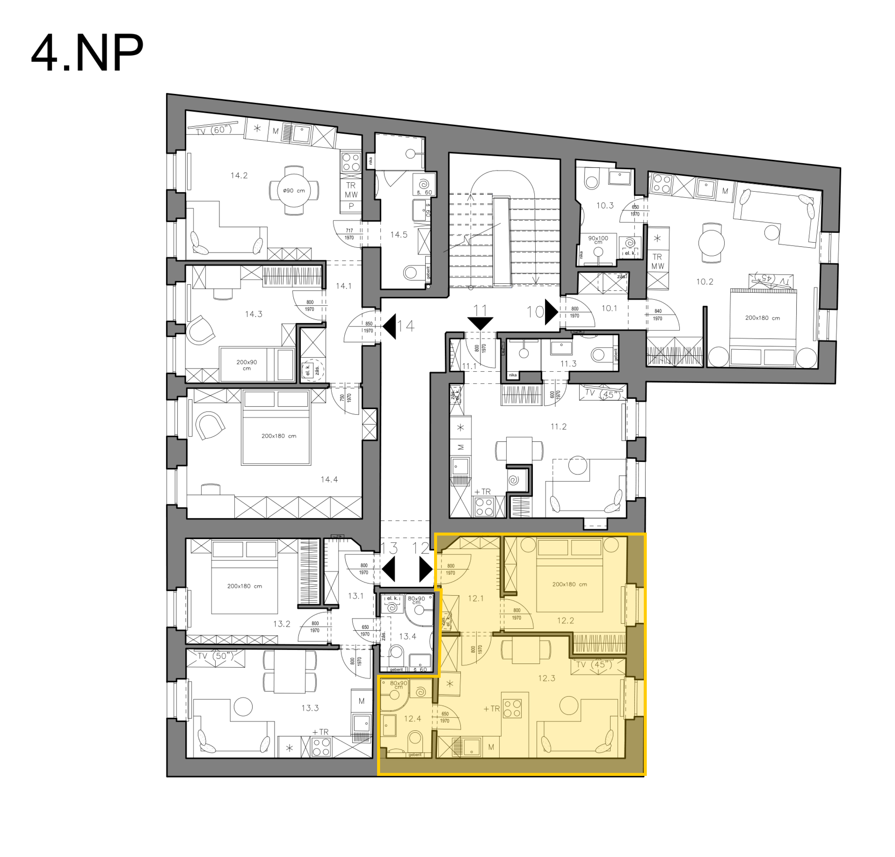 Byt 12 — umístění v 4.NP