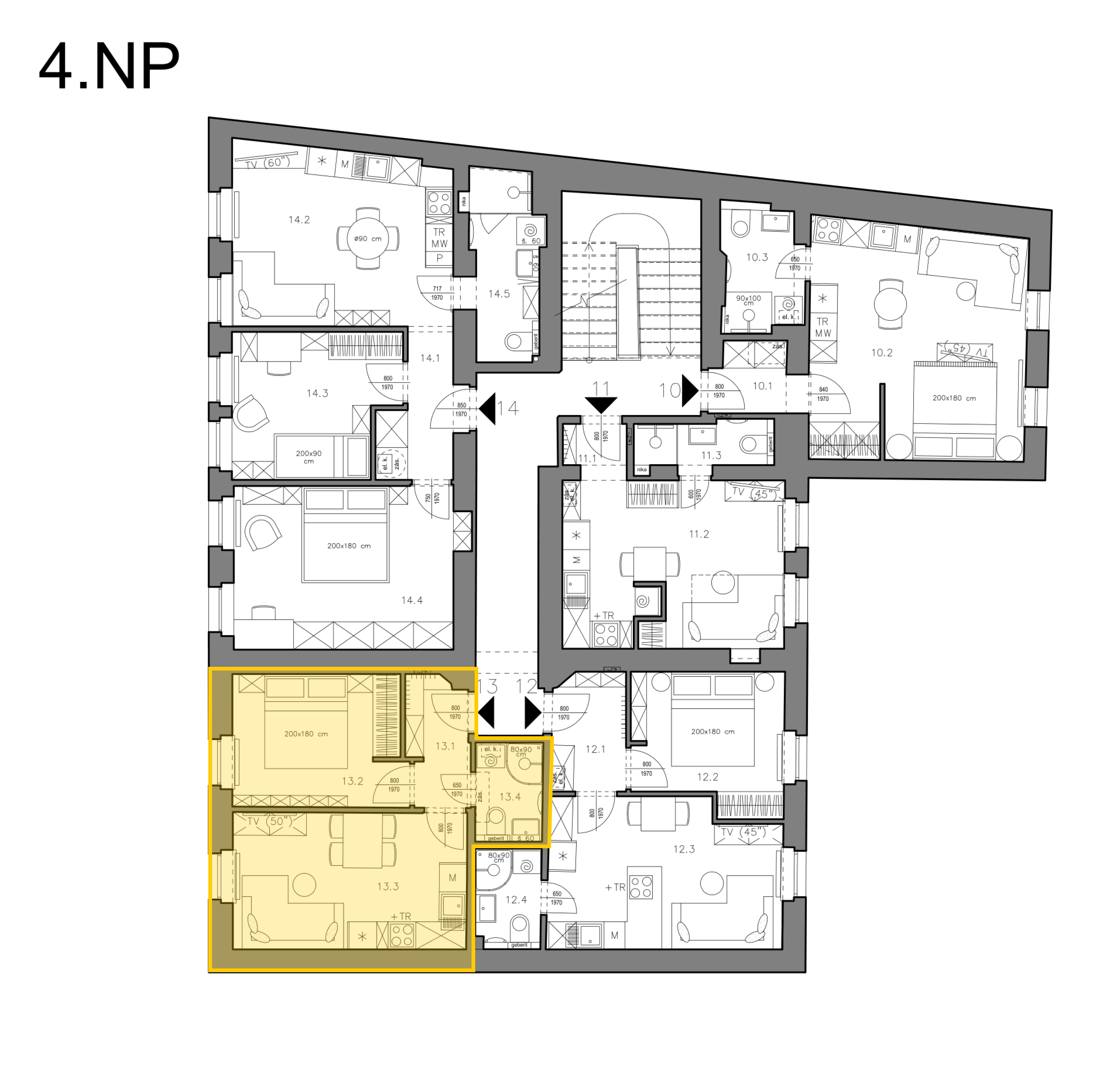 Byt 13 — umístění v 4.NP