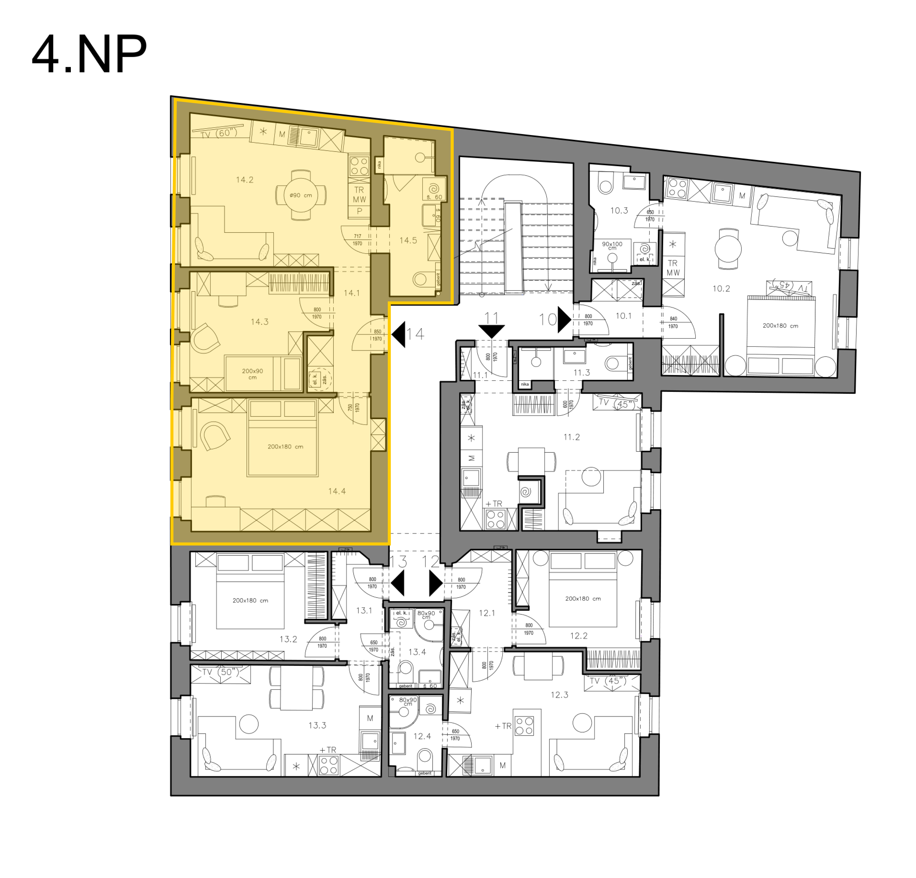 Byt 14 — umístění v 4.NP