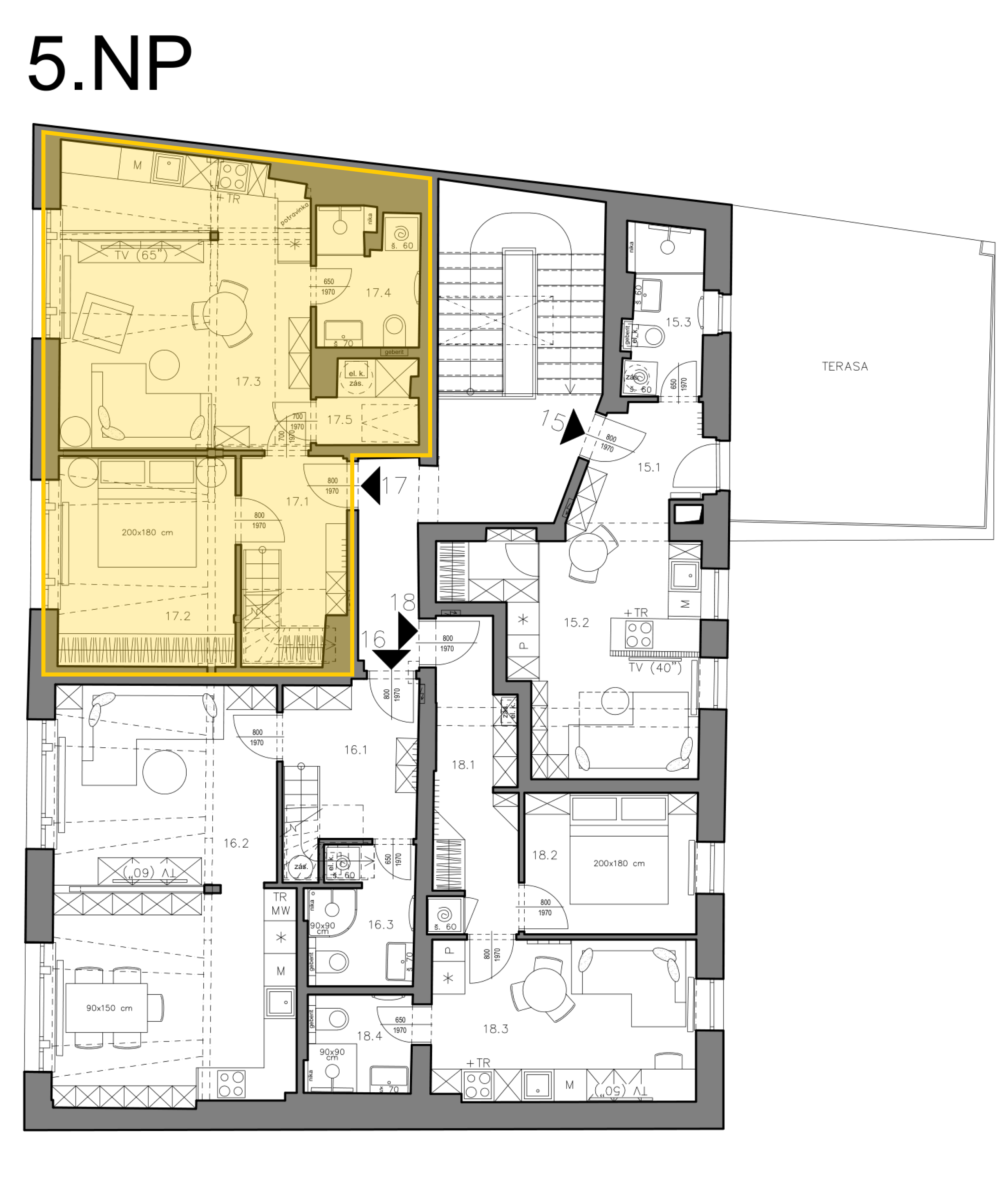 Byt 17 — umístění v 5.NP