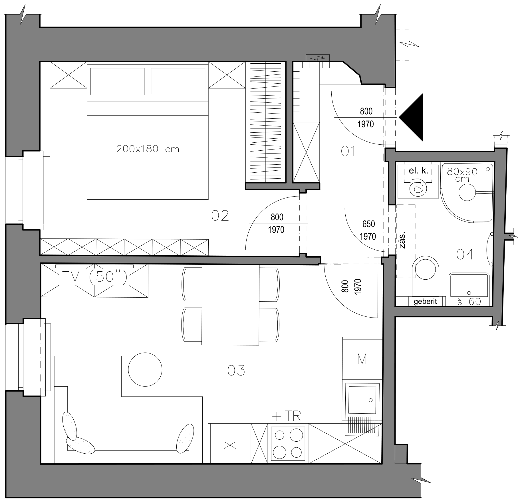 Byt 13 — půdorys dispozice