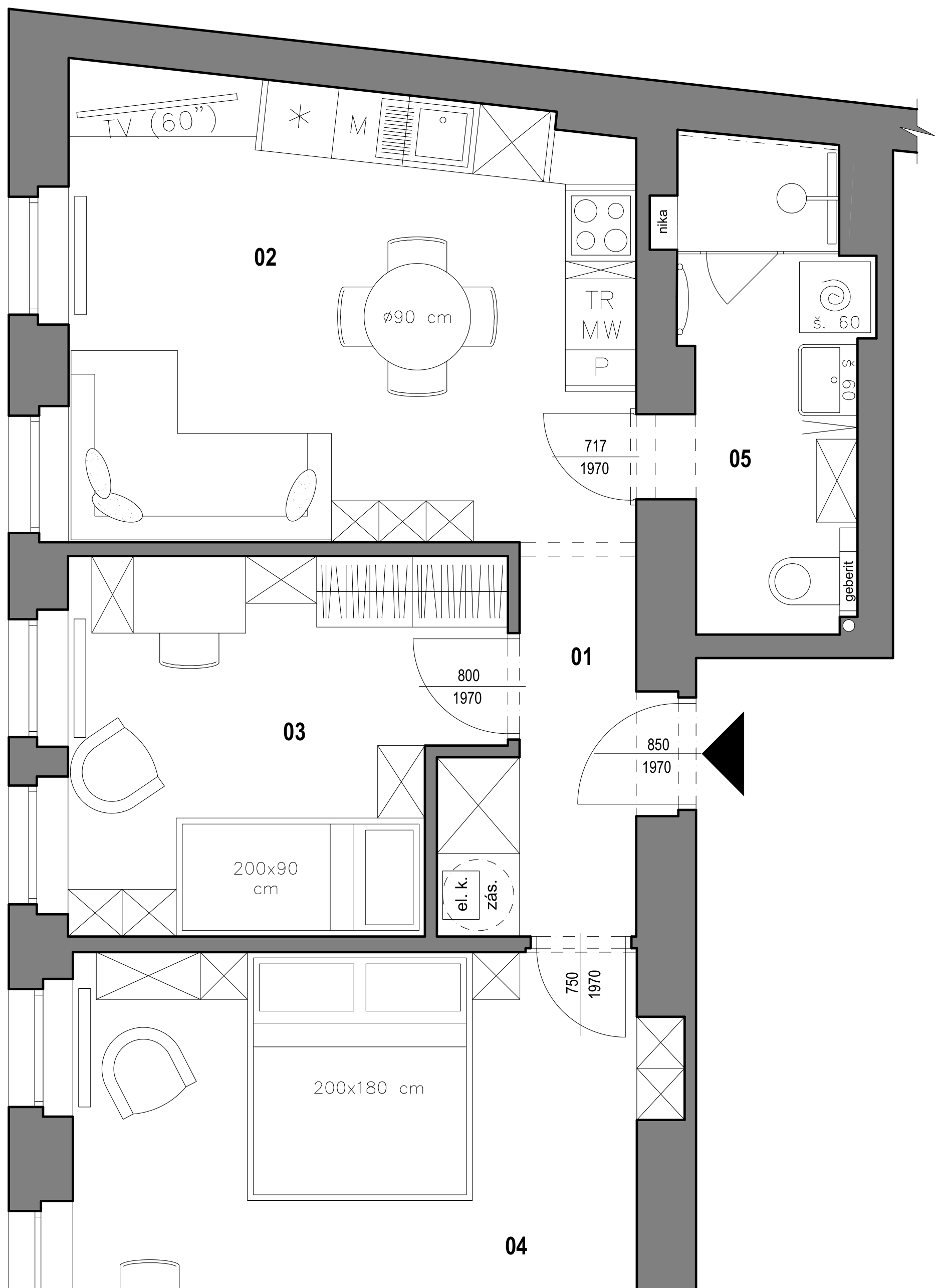 Byt 14 — půdorys dispozice