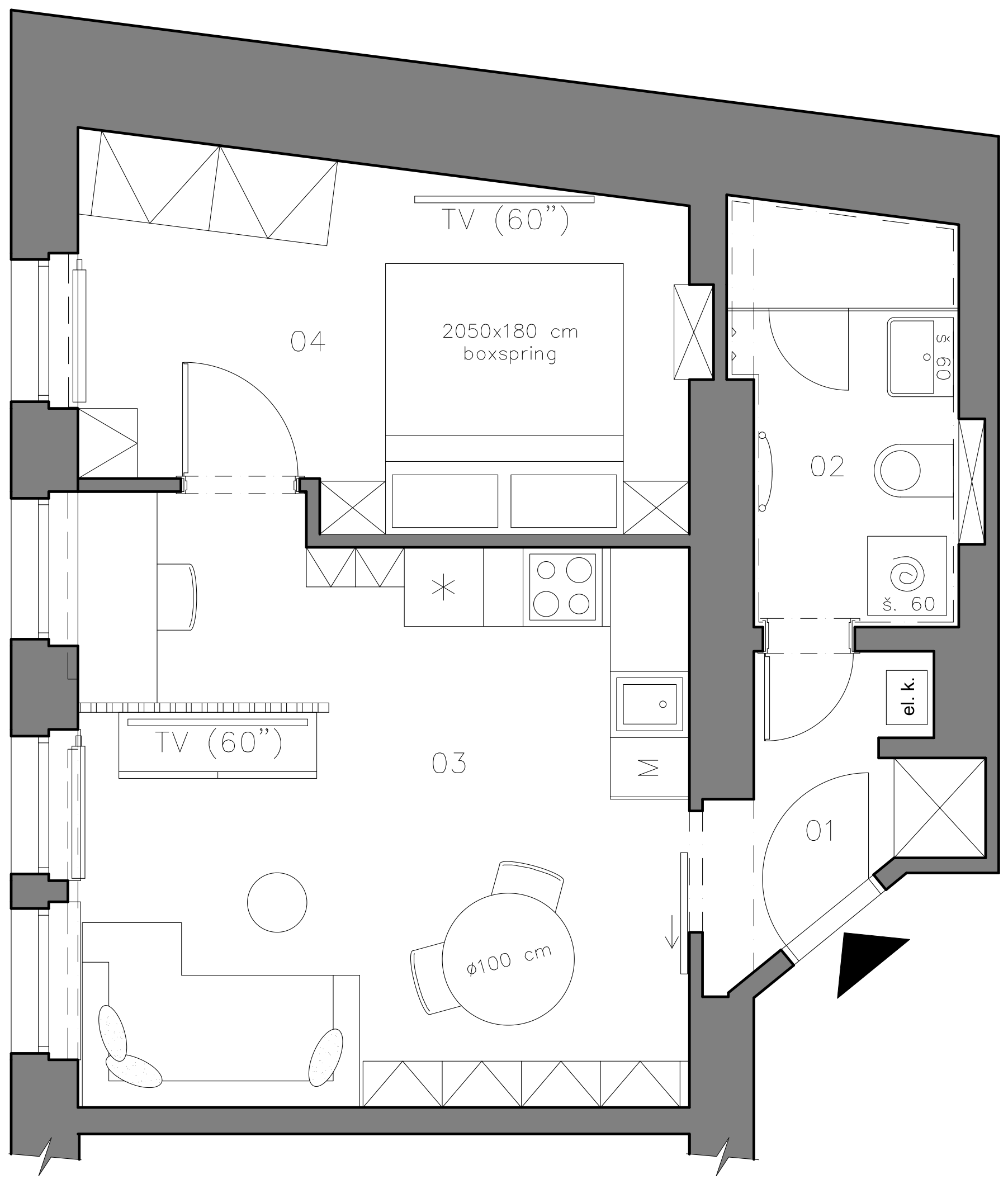 Byt 4 — půdorys dispozice